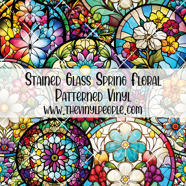 Stained Glass Spring Floral Patterned Vinyl