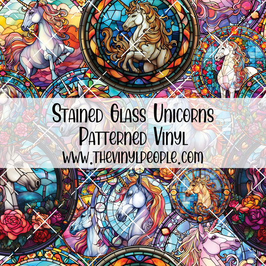 Stained Glass Unicorns Patterned Vinyl