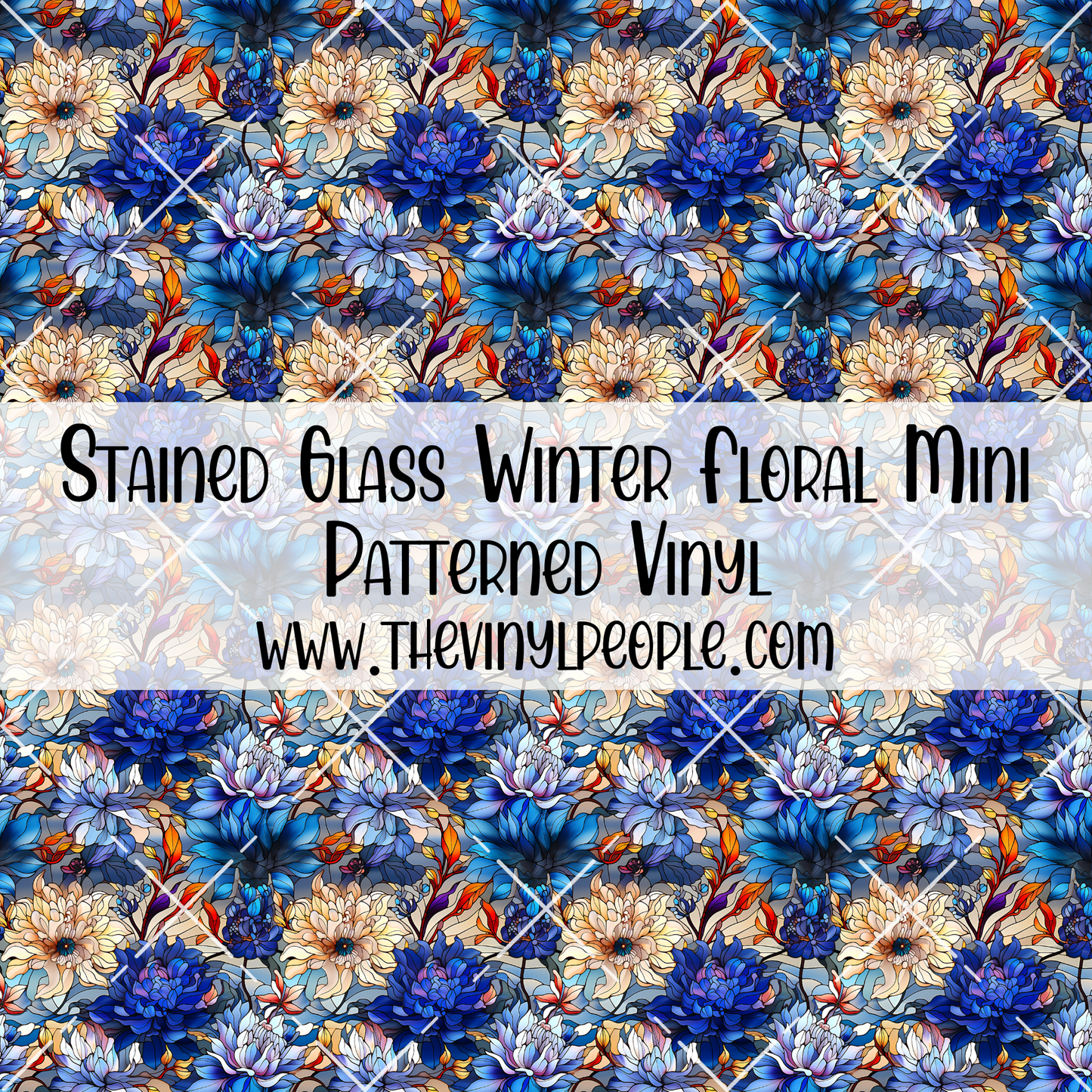 Stained Glass Winter Floral Patterned Vinyl