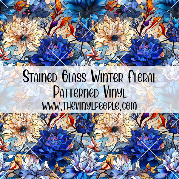 Stained Glass Winter Floral Patterned Vinyl TheVinylPeople