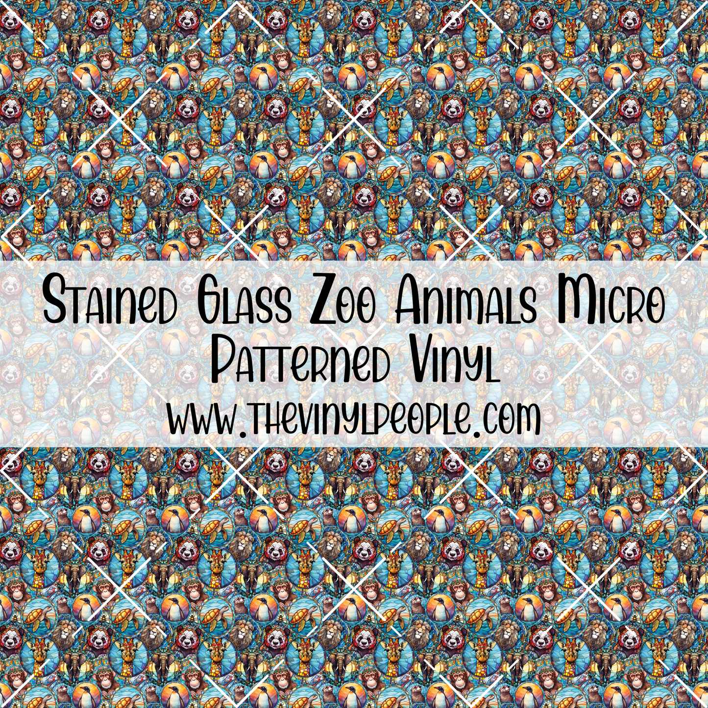 Stained Glass Zoo Animals Patterned Vinyl