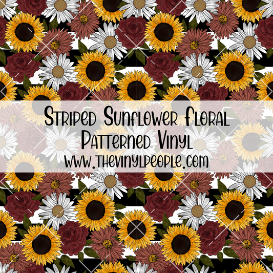 Striped Sunflower Floral Patterned Vinyl