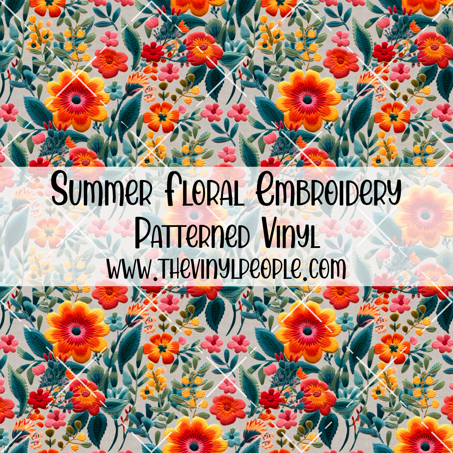 Summer Floral Embroidery Patterned Vinyl