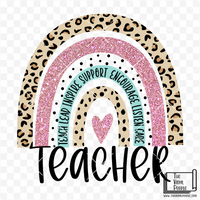 Teacher Leopard Rainbow Vinyl Decal
