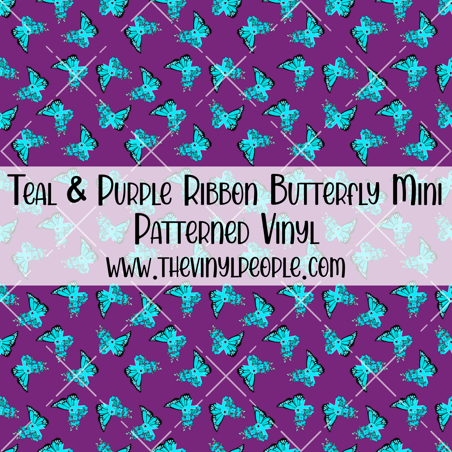 Teal & Purple Ribbon Butterfly Patterned Vinyl