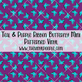 Teal & Purple Ribbon Butterfly Patterned Vinyl