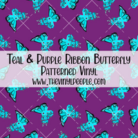 Teal & Purple Ribbon Butterfly Patterned Vinyl