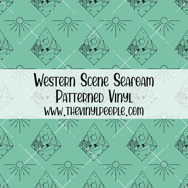 Western Scene Seafoam Patterned Vinyl