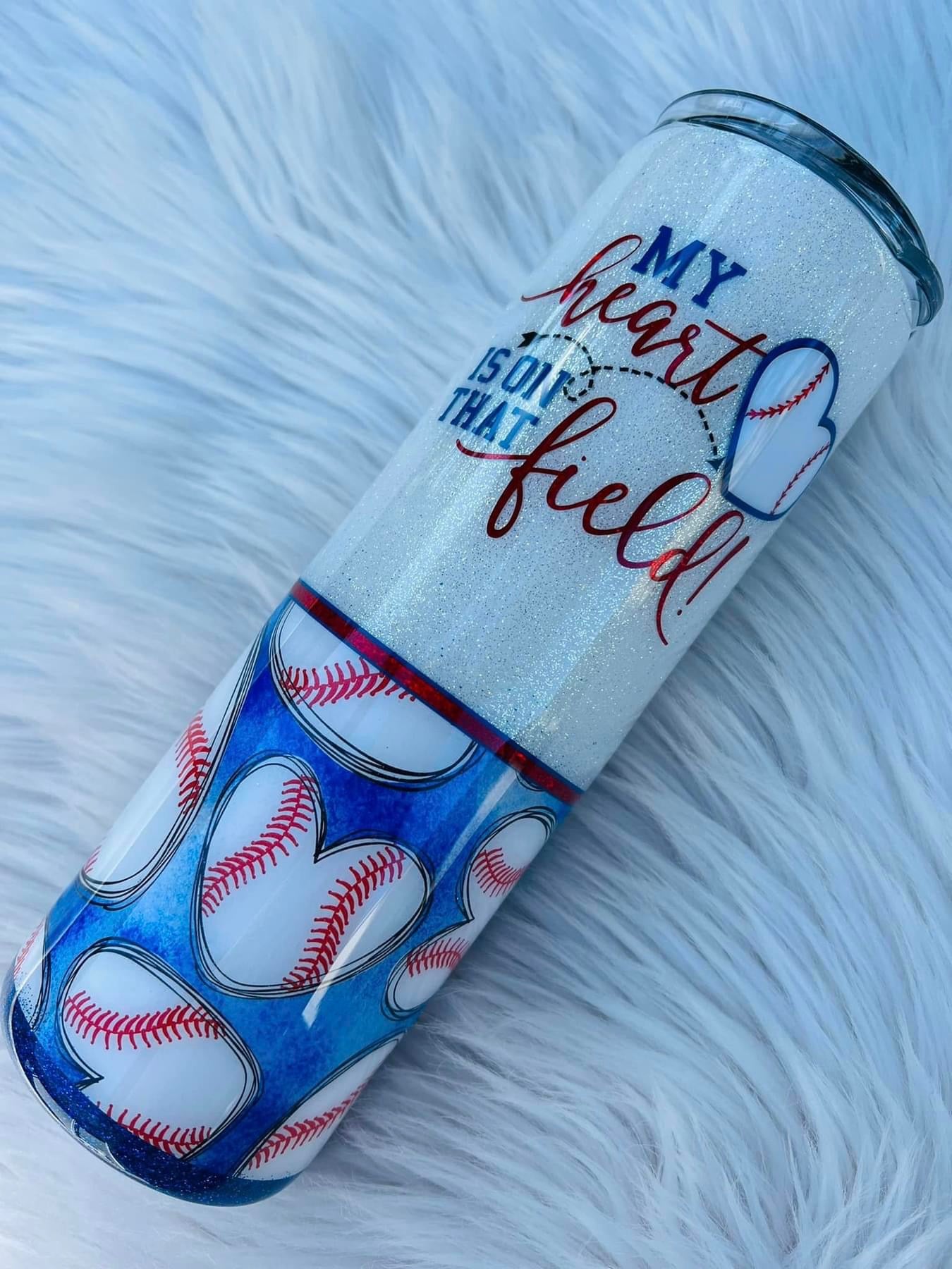 Baseball Hearts Patterned Vinyl