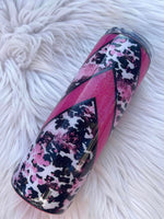 Pink Glitter Cowhide Patterned Vinyl