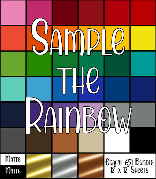Sample the Rainbow - 12 x 12 Sheet of 43 Oracal 651 Colors