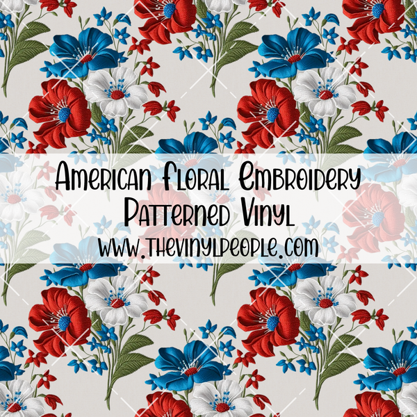 American Floral Embroidery Patterned Vinyl