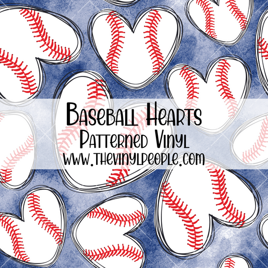 Baseball Hearts Patterned Vinyl