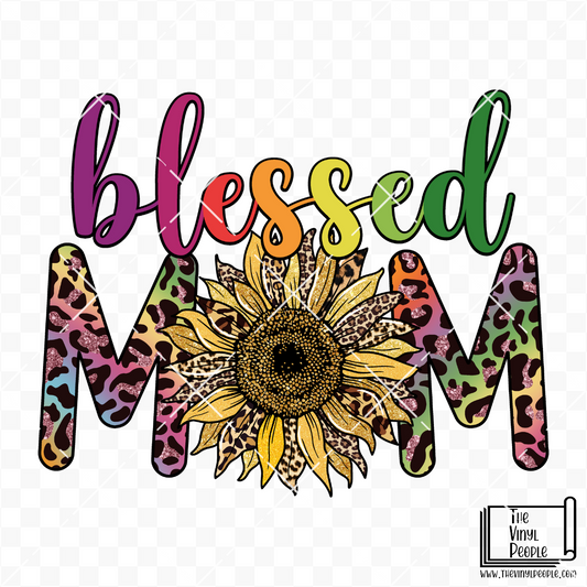 Blessed Mom Rainbow Leopard Vinyl Decal