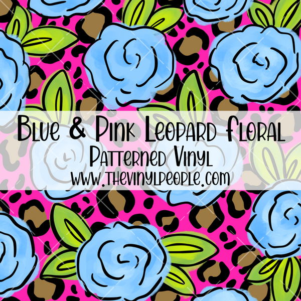 Blue & Pink Leopard Floral Patterned Vinyl