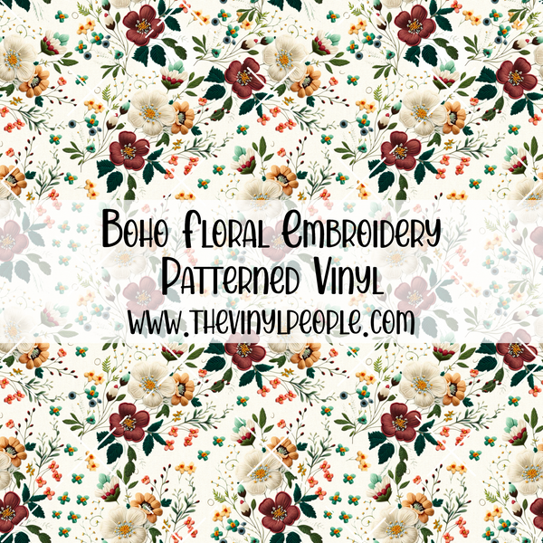 Boho Floral Embroidery Patterned Vinyl