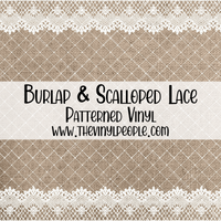 Burlap & Scalloped Lace Patterned Vinyl