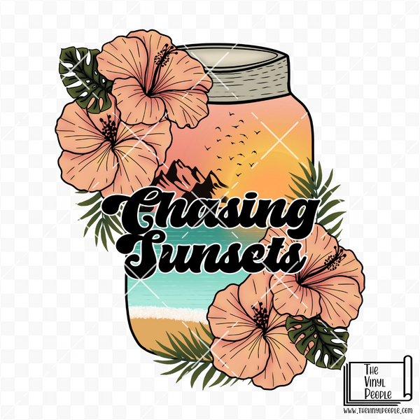 Chasing Sunsets Hibiscus Vinyl Decal