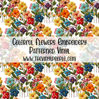 Colorful Flowers Embroidery Patterned Vinyl