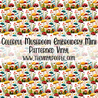 Colorful Mushroom Embroidery Patterned Vinyl