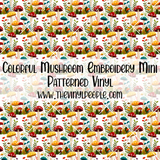 Colorful Mushroom Embroidery Patterned Vinyl