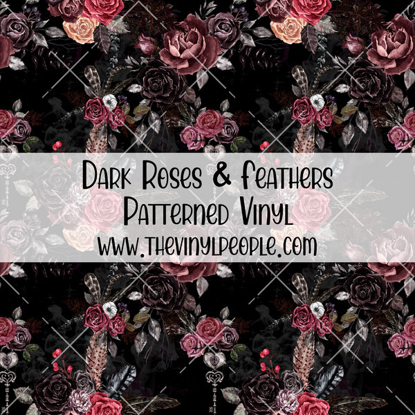 Dark Roses & Feathers Patterned Vinyl