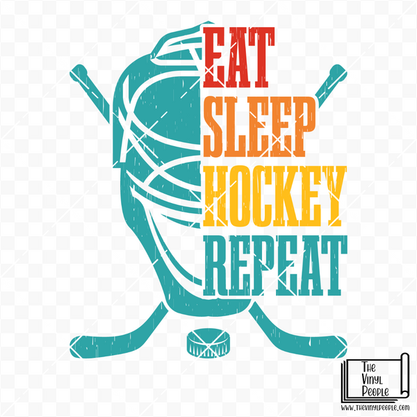 Eat Sleep Hockey Repeat Vinyl Decal