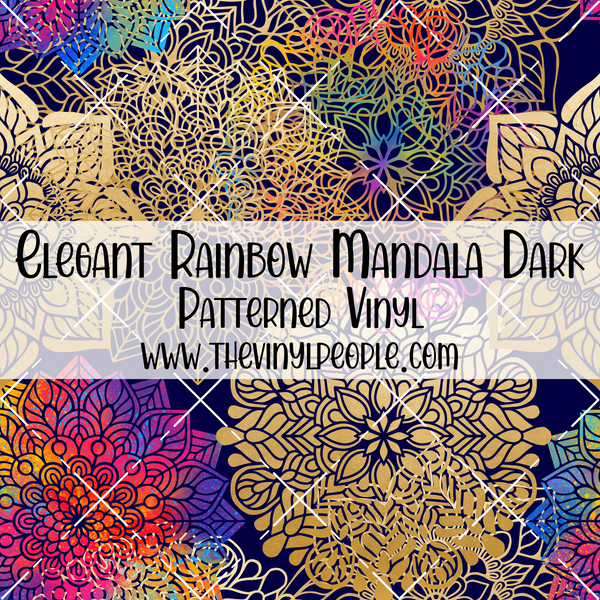 Elegant Rainbow Mandala Dark Patterned Vinyl