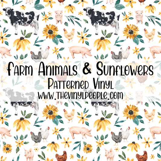 Farm Animals & Sunflowers Patterned Vinyl