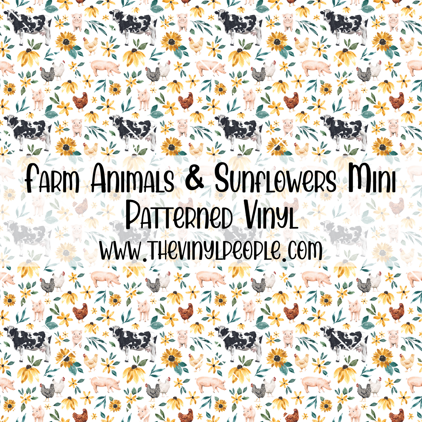 Farm Animals & Sunflowers Patterned Vinyl