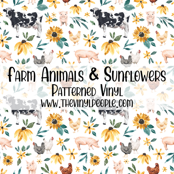 Farm Animals & Sunflowers Patterned Vinyl