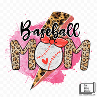 Leopard Lightning Baseball Mom Vinyl Decal