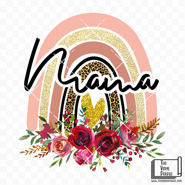 Mama Rainbow Floral Vinyl Decal