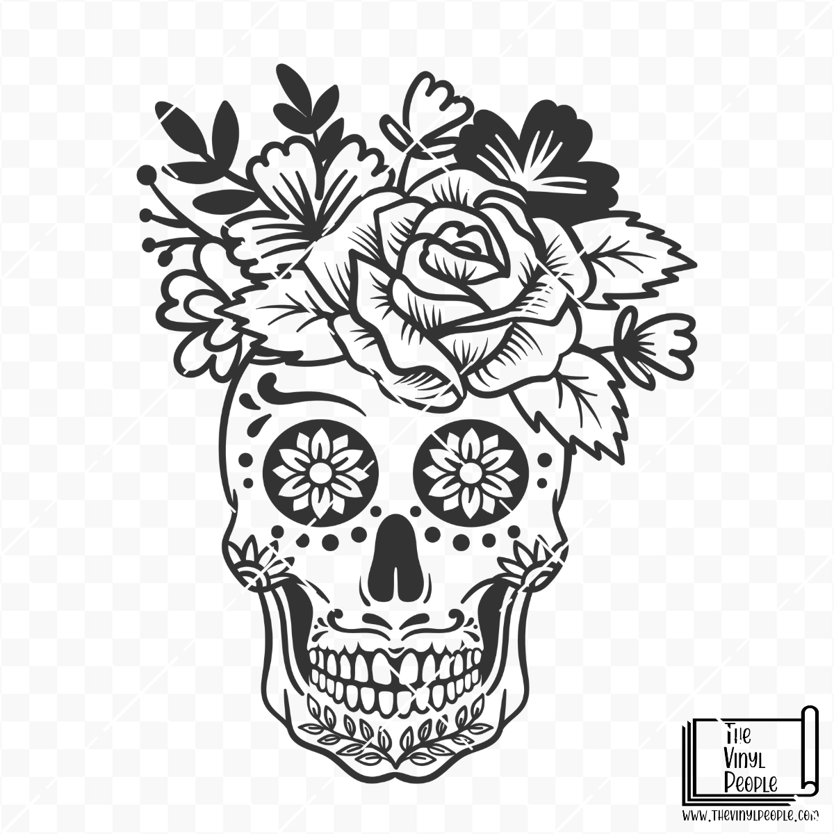 Monochrome Sugar Skull Vinyl Decal