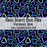 Neon Hearts Blue Patterned Vinyl