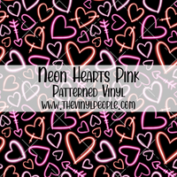 Neon Hearts Pink Patterned Vinyl