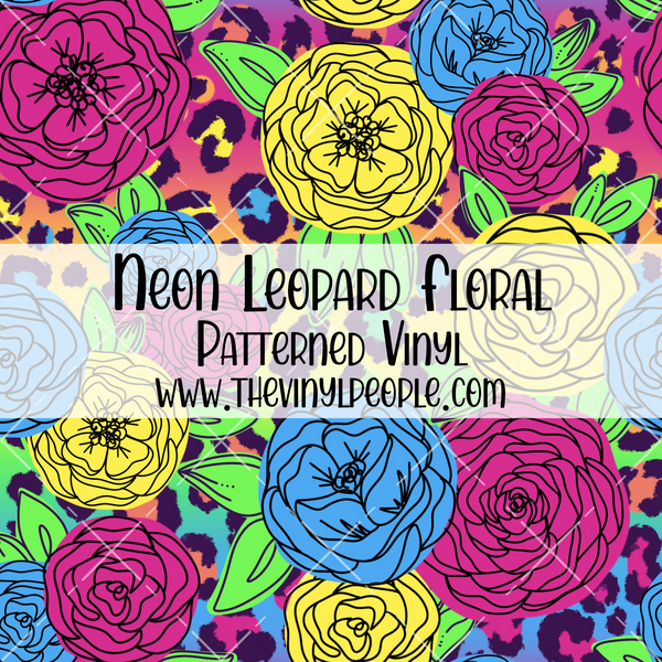Neon Leopard Floral Patterned Vinyl