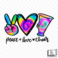 Peace Love Cheer Tie-Dye Vinyl Decal