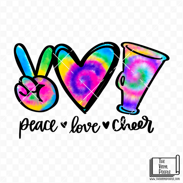 Peace Love Cheer Tie-Dye Vinyl Decal