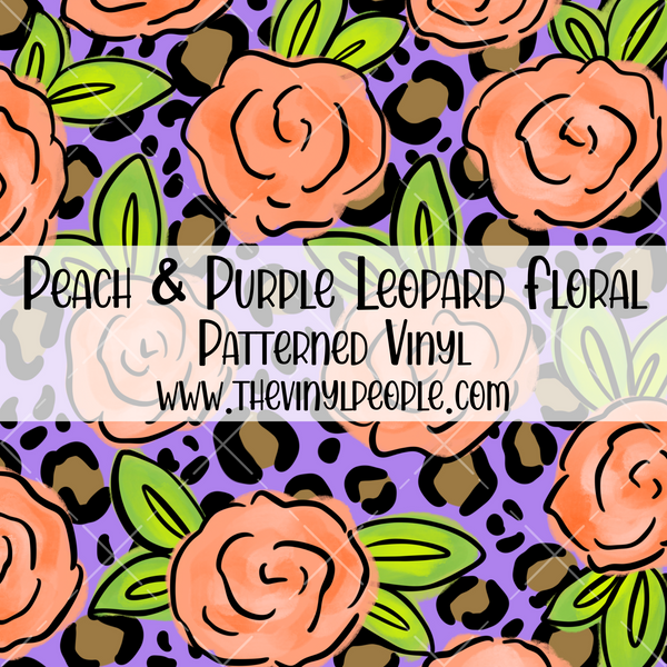Peach & Purple Leopard Floral Patterned Vinyl