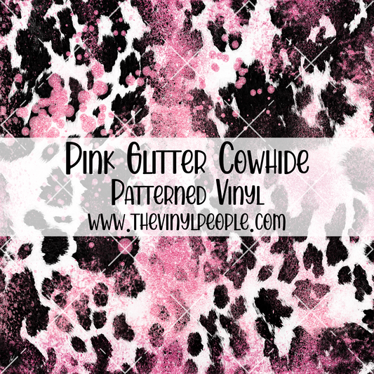 Pink Glitter Cowhide Patterned Vinyl