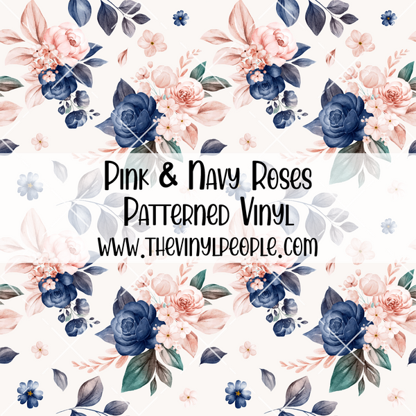 Pink & Navy Roses Patterned Vinyl