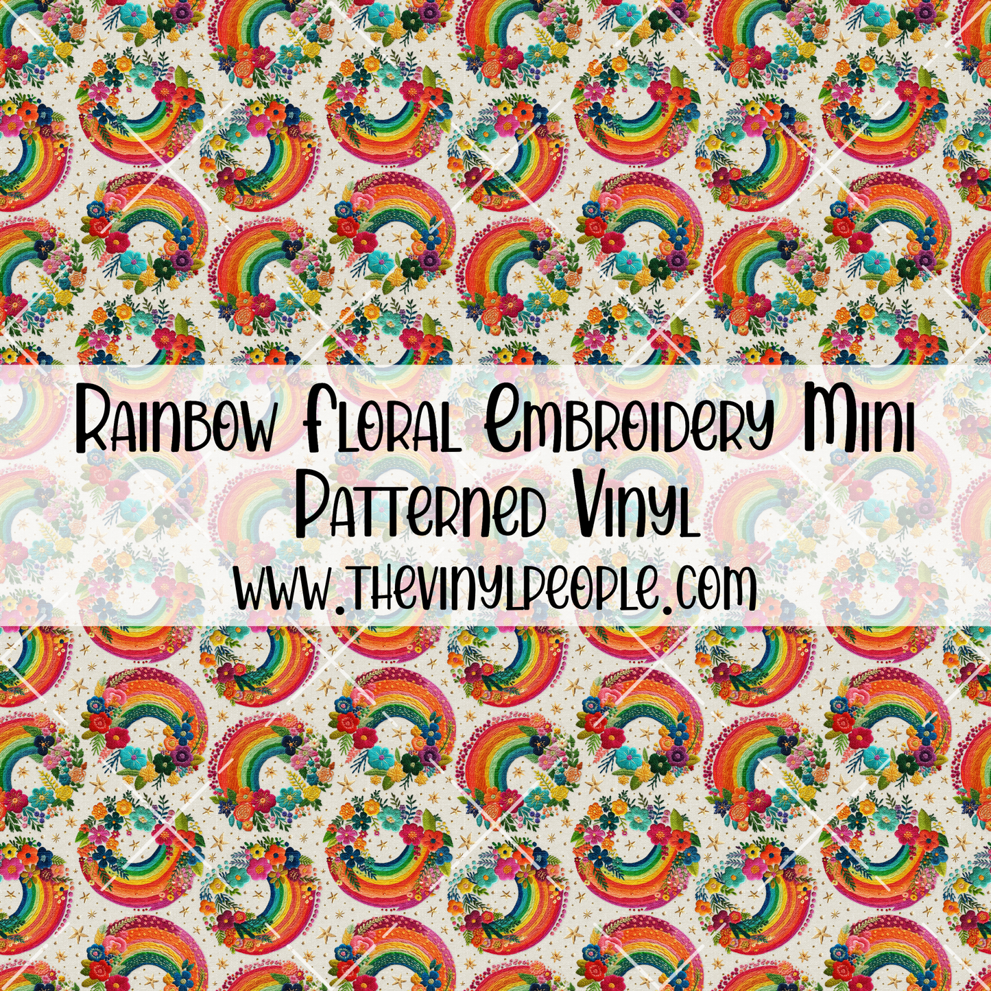 Rainbow Floral Embroidery Patterned Vinyl