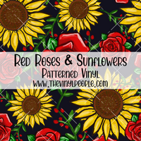 Red Roses & Sunflowers Patterned Vinyl