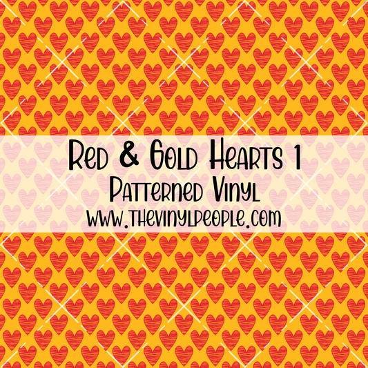 Red & Gold Hearts Patterned Vinyl