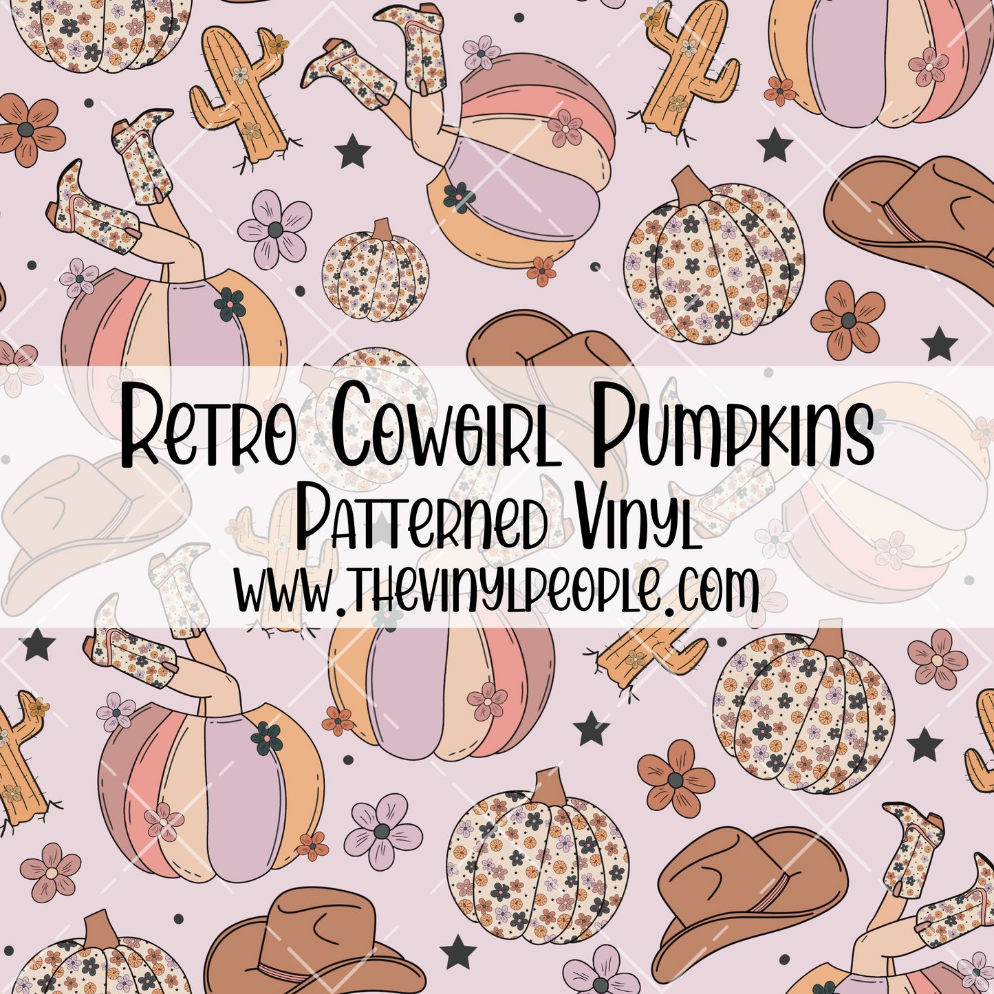 Retro Cowgirl Pumpkins Patterned Vinyl