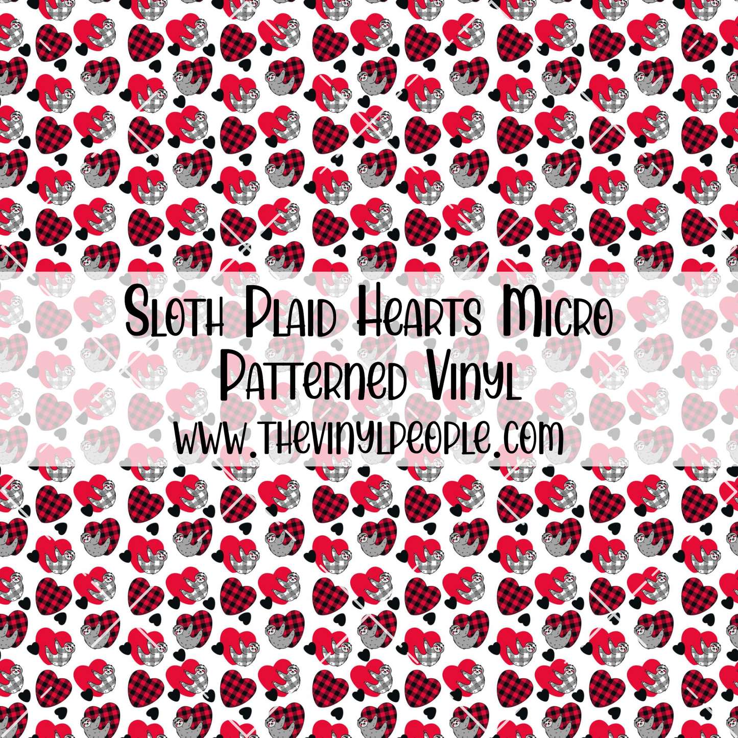 Sloth Plaid Hearts Patterned Vinyl