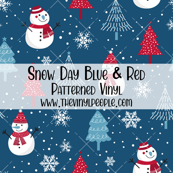 Snow Day Blue & Red Patterned Vinyl