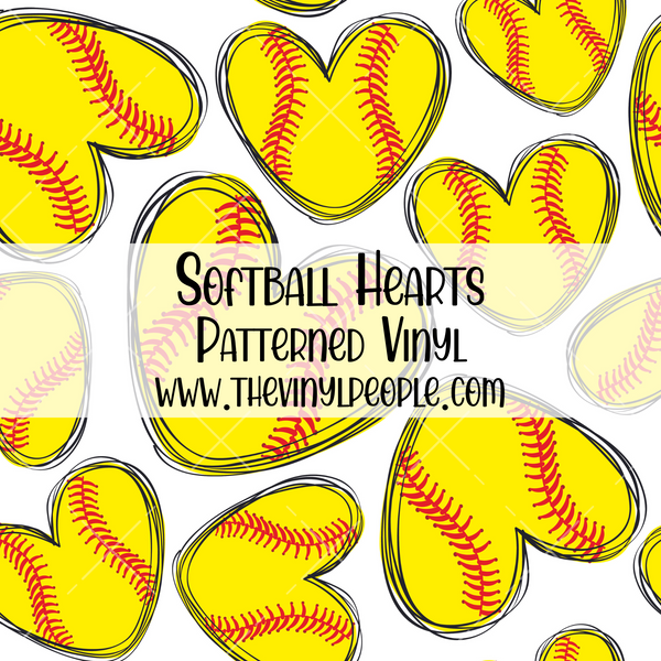 Softball Hearts Patterned Vinyl