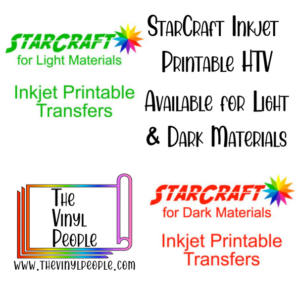 StarCraft Inkjet Printable HTV Vinyl for Light & Dark Materials